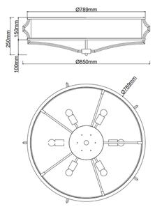 Open Design OR86614 - Таванно осветително тяло STESSO, 6xE27/12W/230V, Ø 85 см, кафяво