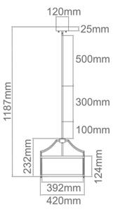Open Design OR80865 - Полилей на прът STANZA 3xE27/15W/230V Ø 42 cm l. хром/бял