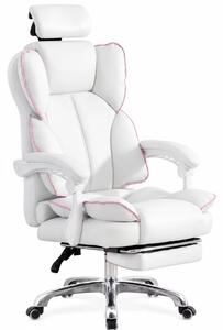 Scaun de gaming cu inclinare pana la 120°, tetiera reglabila - dimensiuni 650 mm x 520 mm x 1220–1320 mm, White