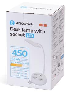 Aigostar - LED димируема настолна лампа с контакти и USB LED/4,6W/230V бяла
