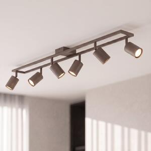 Lindby тавански прожектор Bravius, кафяв, с 6 пламъка, от желязо, Затъмняване, Кафяв / ръждив, Дневна/трапезария, Метал