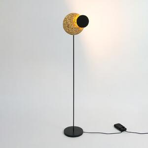 Holländer LED стояща лампа INFINITY TERRA, черно/златно, височина 132 см, метал, Затъмняване, Черен, Дневна/трапезария, Метал, Модерен