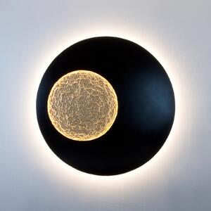 Holländer LED стенна лампа LUNA MEGA XXL, черно/златно, Ø 120 см, с регулиране на яркостта, Затъмняване, Черен, Дневна/трапезария, Метал, Модерен