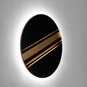 Holländer LED стенна лампа COSMILUCE, черно/златно, Ø 60 см, метална, с димер, Затъмняване, Черен, Дневна/трапезария, Метал, Модерен