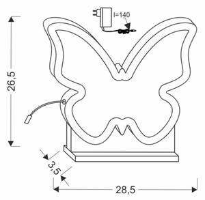 LED детска настолна лампа BUTTERFLY LED/14W/230V розова