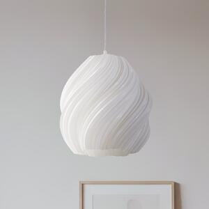 Lindby висяща лампа Nuvia, Ø 30 cm, бяла, 3D печат, Затъмняване, Бял, Дневна/трапезария, Пластмаса, Модерен