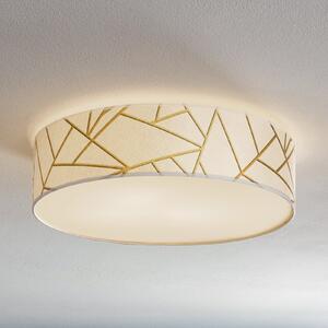 Eko-Light Таванска лампа Zulu бяла/златна кръгла, Затъмняване, Злато / месинг, Дневна/трапезария, Плат / текстил, Модерен