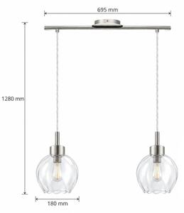 BRILAGI - LED полилей на кабел RETRO GLASS 2xE27/60W/230V матов хром/прозрачен