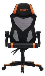 Геймърски стол Canyon Flow MCH01, до 120kg, еко кожа, Class 3 газов амортисьор, регулируема облегалка, черно-оранжев