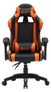 Геймърски стол Canyon Core SGCH2, до 120kg, еко кожа, лумбална опора, метална рамка, черно-оранжев