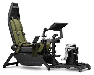 Геймърски стол Next Level Racing Boeing Military Edition, до 150kg, изкуствена вълна, лумбална опора, черно-зелен