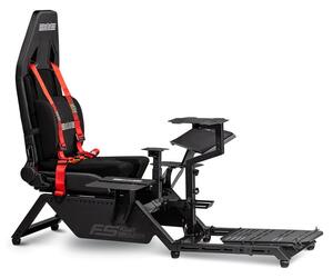 Геймърски стол Next Level Racing Flight Simulator (NLR-S018), до 150kg, PU кожа, коригиране на височината, лумбална опора, черен