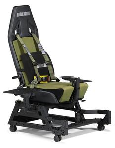 Геймърски стол Next Level Racing Flight Seat Pro Boeing Military Edition, до 150kg, PU кожа, черно-зелен