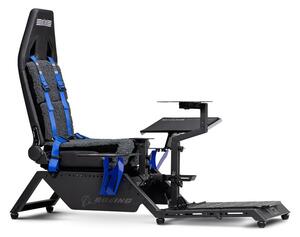 Геймърски стол Next Level Racing Boeing Commercial Edition, до 150kg, изкуствена вълна, лумбална опора, черно-син