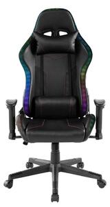 Геймърски стол RFG West, до 130kg, лумбална опора, RGB подсветка, черен