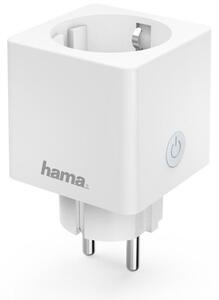 Смарт контакт HAMA Mini (176575), Wi-Fi, 3680W, безжично управление, измерване на сумарна енергийна консумация, бял