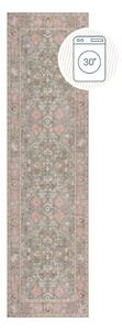 Светлозелена пътека подходяща за пране 60x230 cm Una Floral – Flair Rugs