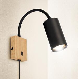 Brilagi - Гъвкава стенна лампа SELE 1xGU10/30W/230V черна/дъбов декор
