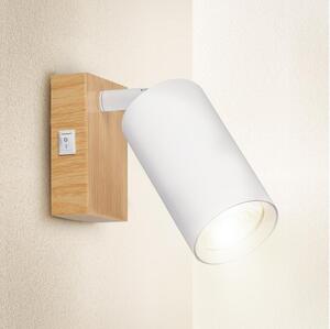 Brilagi - Стенно спот осветително тяло SELE 1xGU10/30W/230V бяло/дъбов декор