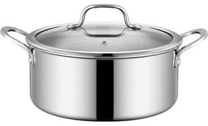 Тенджера с капак Swiss Haus SH-ZGC28, 28x11.5 см, 6.6 л, Sapphire-керамично покритие, Фурна до 260C, Индукция, Сребрист