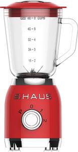 Блендер Swiss Haus SH-BL1915, 600W, 1.5 л, 20000 об/мин, 2 скорости + импулси, Турбо, Стъклена кана, Червен