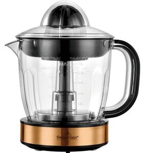 Електрическа цитрус преса Swiss Haus SH-CJ2140, 40W, 1 л, Филтър, Двупосочно завъртане, Без BPA, Меден/черен