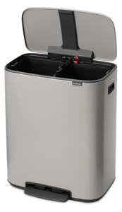 Светлосиво стоманено кошче за боклук 2x30 l за рециклиране/с педал Bo – Brabantia