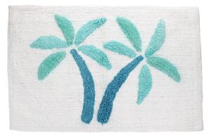 Бяло-син килим за баня 50x80 cm Palm Trees – Rex London