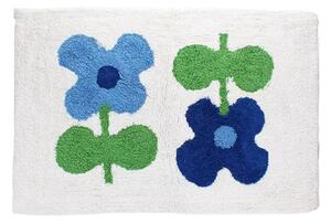 Бяло-син килим за баня 50x80 cm Blue Flowers – Rex London