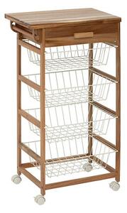 Кухненска количка 5five Acacia Cuisine, Акация и черен метал, 88.8 cm
