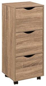 Скрин с 3 чекмеджета и колелца 5five, Бежов, 80.5 cm