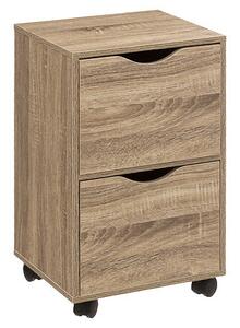 Нощно шкафче с 2 чекмеджета и колелца 5five, Бежово, 56 cm