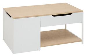 Кафе маса с повдигащ плот 5five Luma, Стомана, 90 cm, Бяла