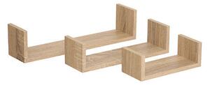 Стенни рафтове 5five Fixy MDF, 42 cm, 3бр - Натурален дъб