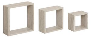 Стенни рафтове 5five Fixy, Комплект 3 броя, MDF, 25 cm - Сиво дъбово