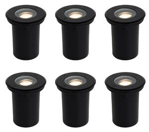 Set van 6 moderne buiten grondspots zwart 35 mm verstelbaar IP65 - Delux