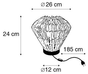 Селска настолна лампа бамбук с бяло - Canna Diamond