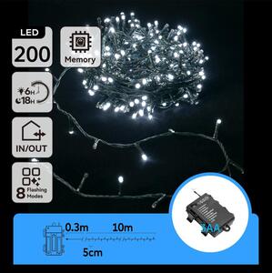 Aigostar - LED външен коледен гирлянд 200 LED, 8 функции, 10,3 м, IP44, студена