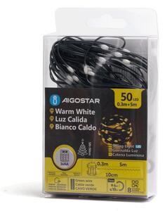 Aigostar - LED Външен гирлянд 50xLED/8 функции 3xAA 5,3m IP44 топла бяла светлина