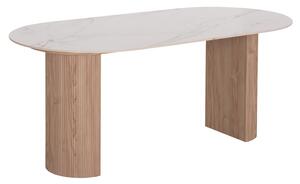 Трапезна маса с мдф крака MELLOW- керамичен плот в цвят бял мрамор 180x90x76см