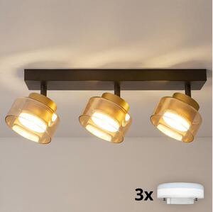 Brilagi - LED RGB димируемо точково осветително тяло AURA LUX 3xGX53/14W/230V Wi-Fi Tuya черно/златисто