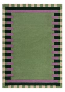 Зелено-лилав ръчно изработен вълнен килим 160x230 cm Kai Wool Border – Flair Rugs