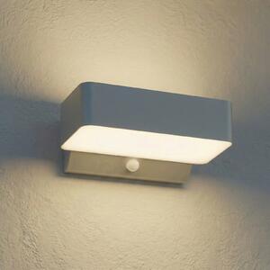 Lindby LED външна стенна лампа Fando, матово сребристо, със сензор, IP44, Металик, Алуминий