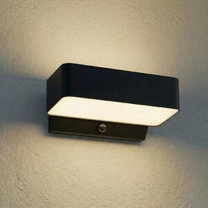 Lindby LED външна стенна лампа Fando, антрацит, със сензор, IP44, Сив, Алуминий