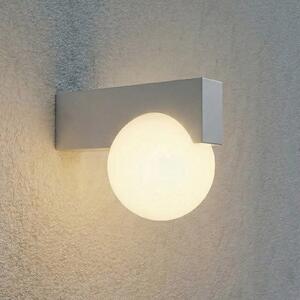 Lucande LED външна стенна лампа Vijon, светлосива, CCT, IP44, Сив, Алуминий, Модерен