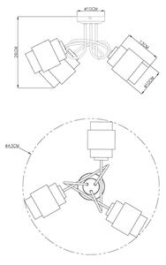 Globo 15560-3DC - Плафониера MILLEY 3xE27/40W/230V черен/бронзов
