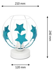 Детска настолна лампа STARS 1xE27/15W/230V тюркоаз/бял