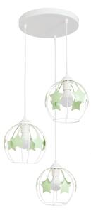 Детски пендел STARS 3xE27/15W/230V зелен/бял
