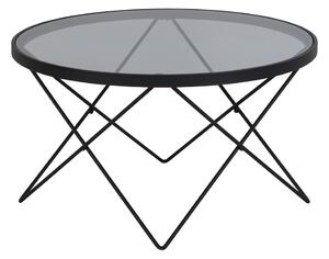 Черна масичка за кафе със стъклен плот ø 80 cm Cuxton - Actona