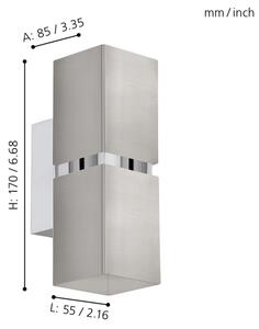 Eglo 96264 - LED Стенна лампа PASSA 2xGU10/3.3W/230V квадрат